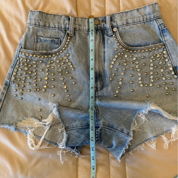 sparkly Blank NYC Blue Jean Shorts with Rhinestone Embellishments - Picture 4 of 8